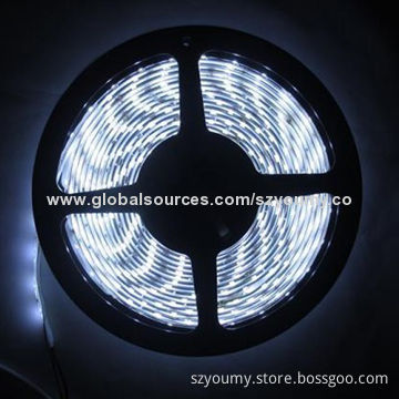 5m 3014 Superbright 60-LED/m Cool White Water-resistant LED Strip Light, 12V DC Voltage